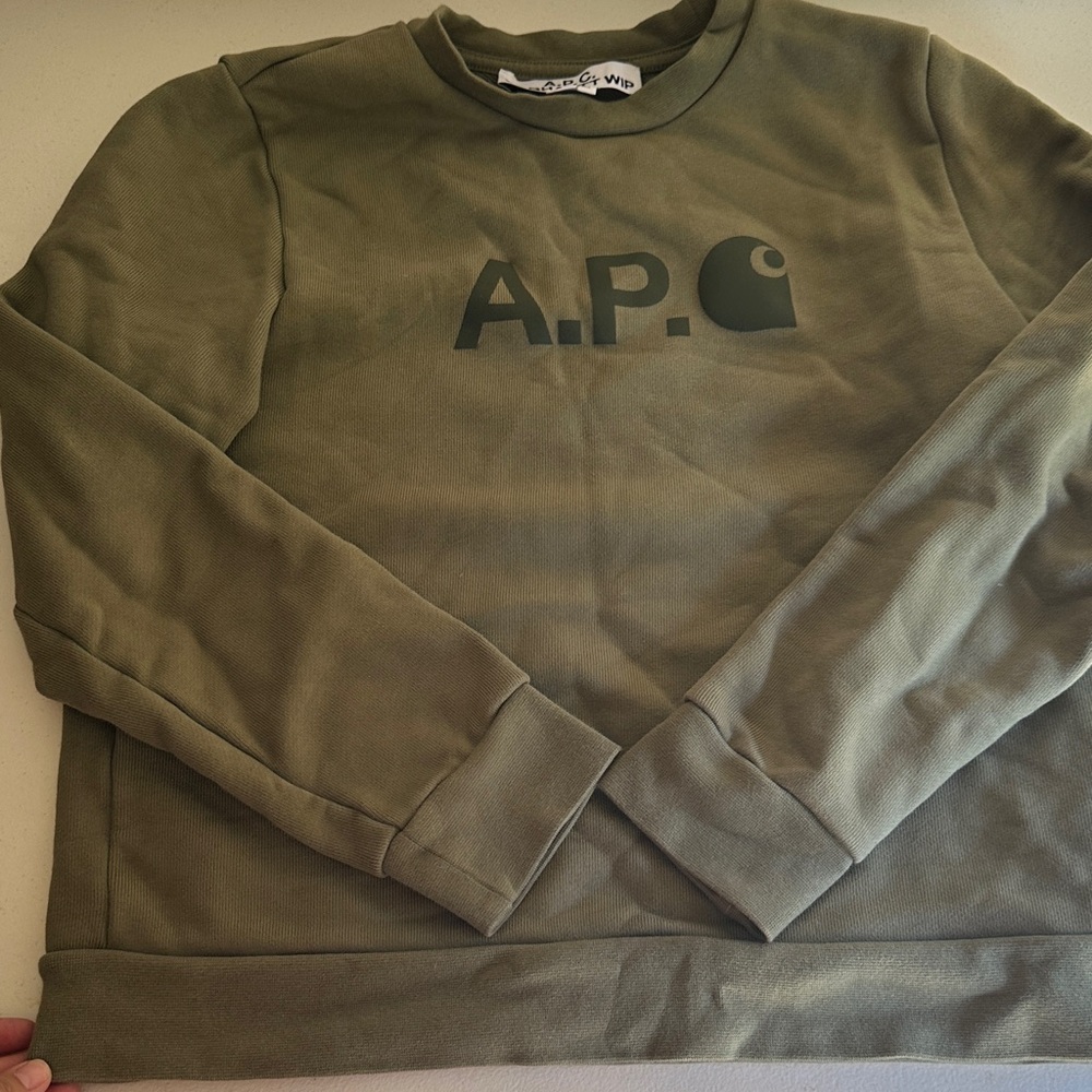 A.P.C. Khaki Men's Crewneck Sweater